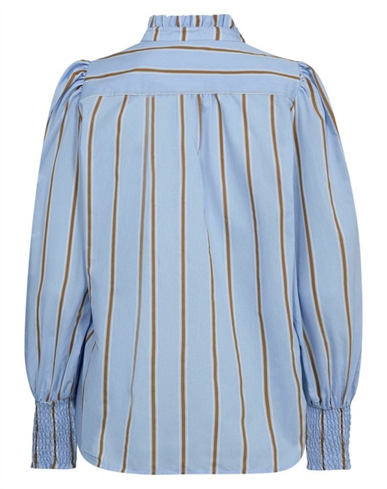 Amora CC Stripe V-Neck Skjorte - Pale Blue